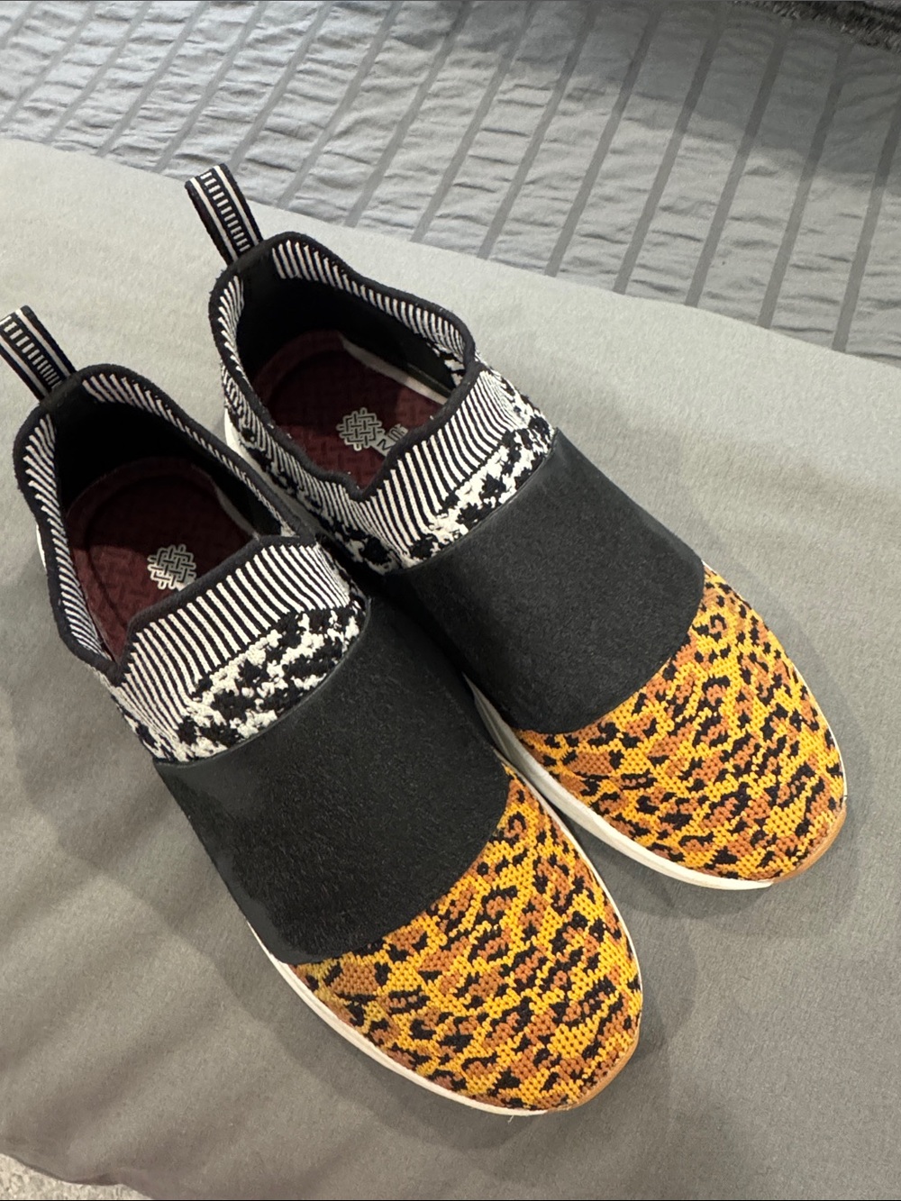Mark Nason Slip-On Sneakers in Black and Yellow Knit